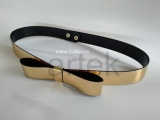 KARINA mirror pu leather bow belt 3 cm whide best for events and club clothing
