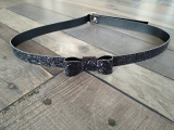 LILLE pu glitter black lady fashion belt +metalic buckle, made by ARTEK factory 