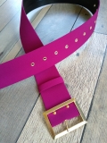 LINA covered belts + Metal buckle Gold 5 cm ,client fabric