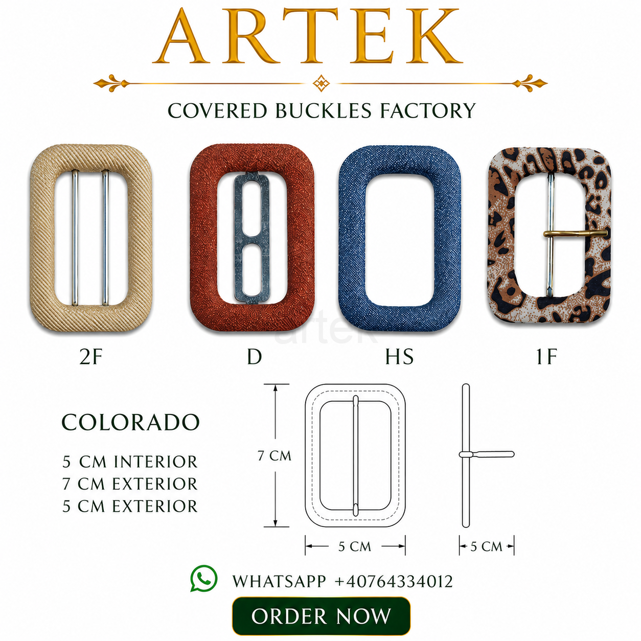 We produce COLORADO Covered Buckles 5 cm , Client Fabric 
