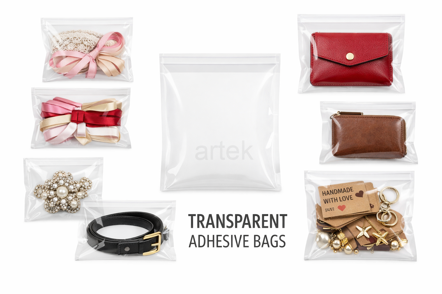 100 Transparent bags with adhesive flap 