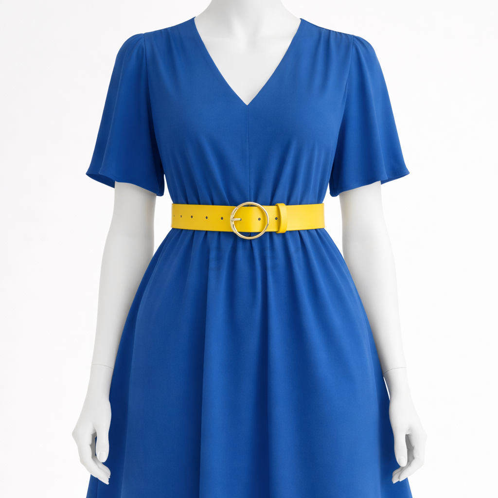 PU leather belt 2,5 cm whide metalic round buckle, ARTEK factory