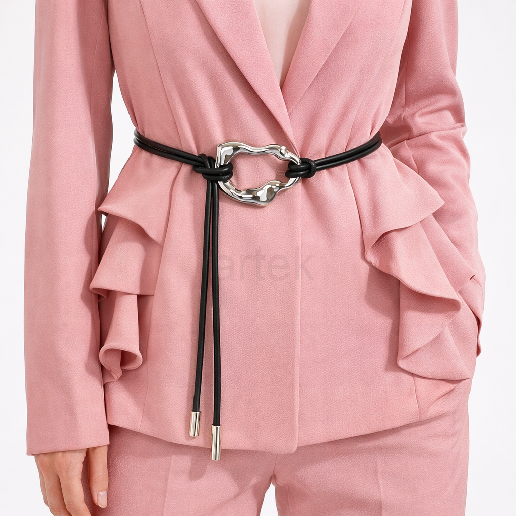 PU Cord PU leather belt 1 cm whide metalic no shape ring silver , ARTEK factory