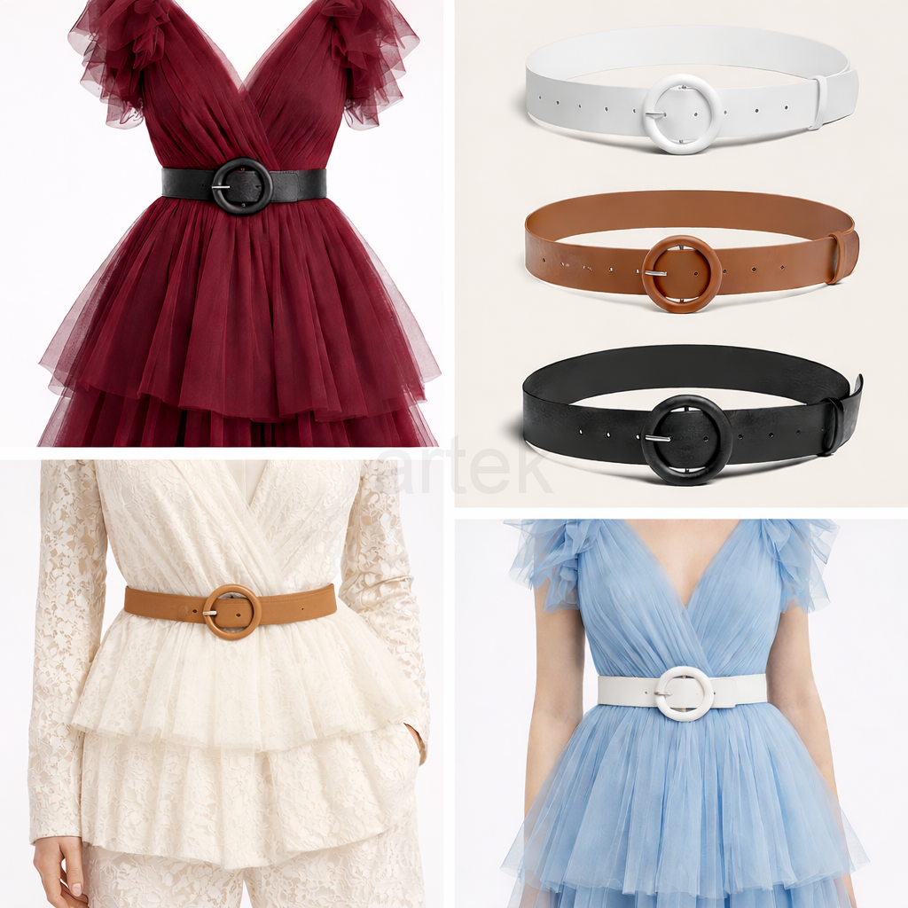 PU leather belt 4 cm whide covered buckle tigris, ARTEK factory