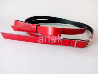GAGA pu lady fashion bow skinny belt 1 cm whide with metalic buckle 