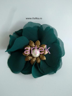 ATRISA fabric tulle pin brooch with metalic detail and pearl for lady garments