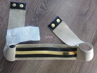 ELEGANCE elastic gold/silver belt with pu shiny details made by Artek factory 